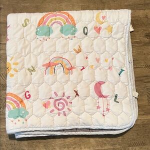 Colorful Rainbow and Moon Baby Quilt